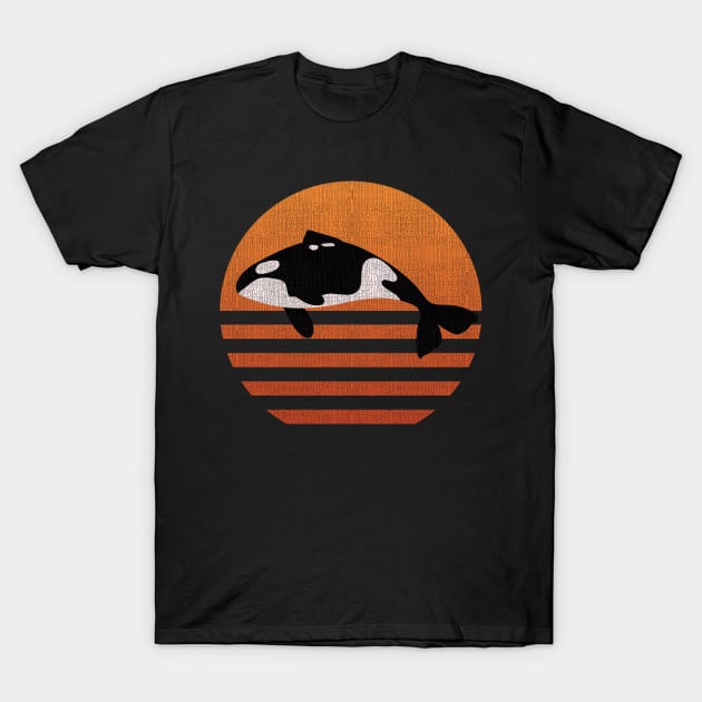 Vintage Killer Whale T-shirt - Distressed Retro Sunset Gift T-Shirt by Ilyashop